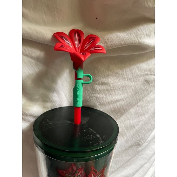 Starbucks Floral Forest-Themed Tumbler With Red Flower Straw Top - Picture 2 of 8